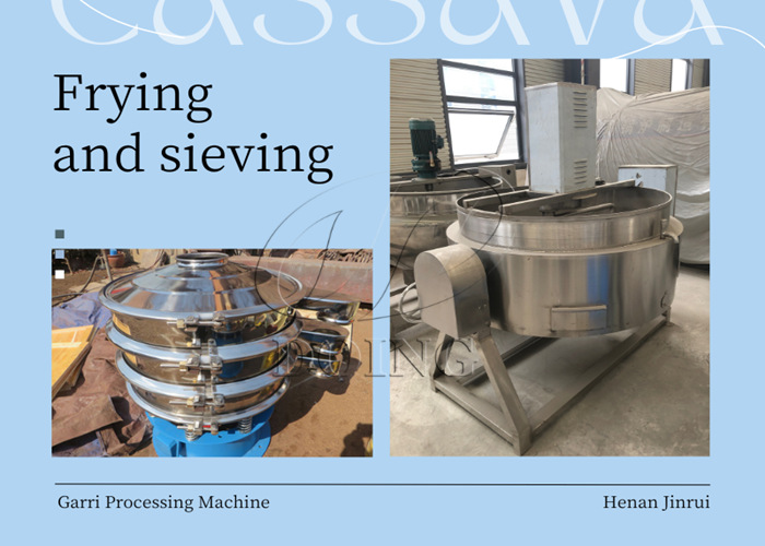 gari frying and sieving step