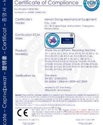 patent for tire oil refining equipment