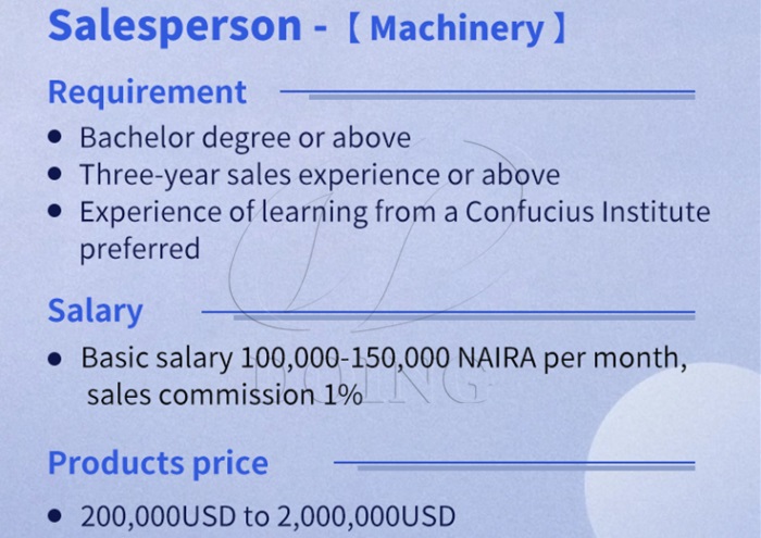 Sales job advertisement in Nigeria