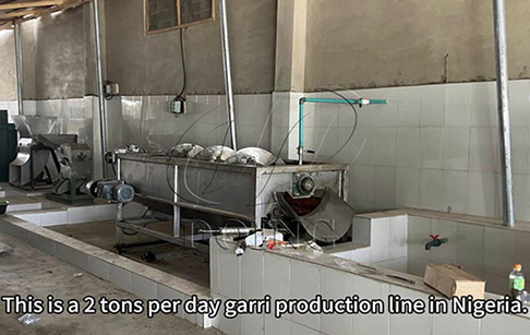 Small output 2 tons per day garri making equipment was successfully set up in Nigeria