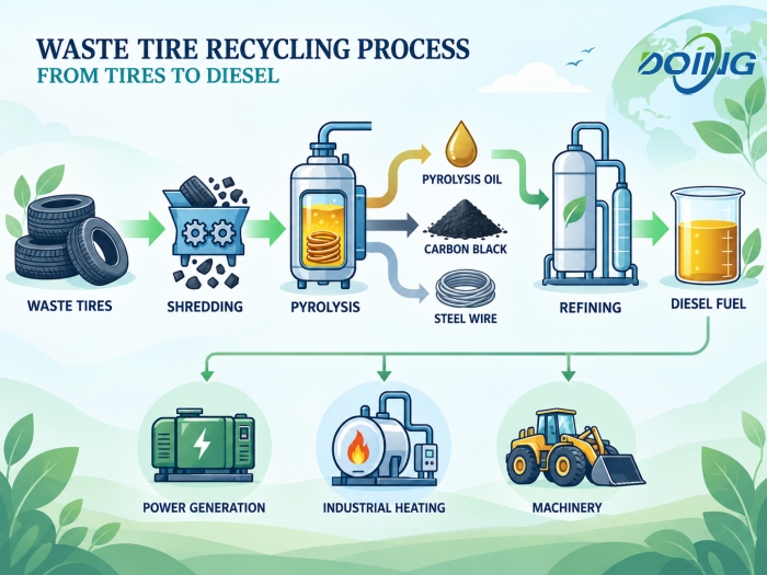 waste tyre to diesel production line
